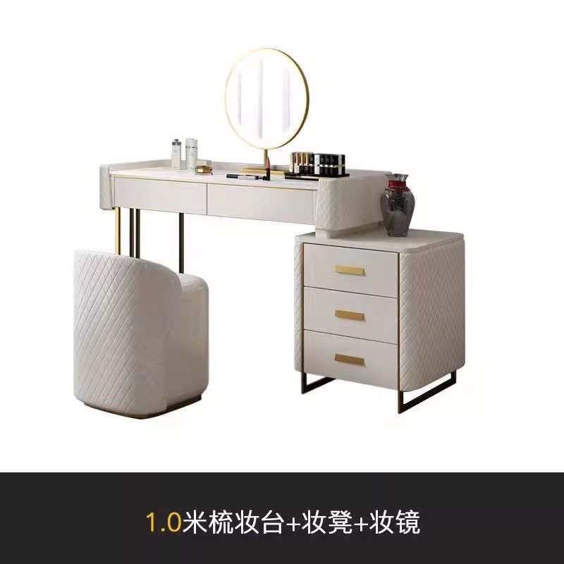 梳妆台收纳柜一体轻奢网红ins风小户型化妆桌卧室现代岩板化妆台