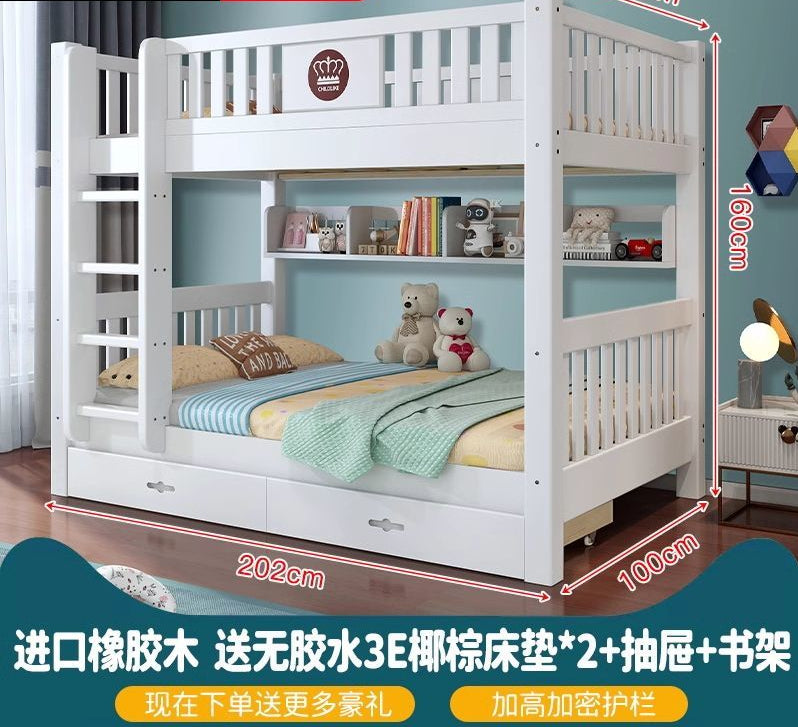上下同宽双层床经济型床子母床儿童床高低床全实木上下铺简约木床