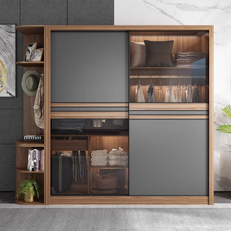 北欧推拉门衣柜卧室家用小户型柜子简约现代移简易出租房衣橱储物