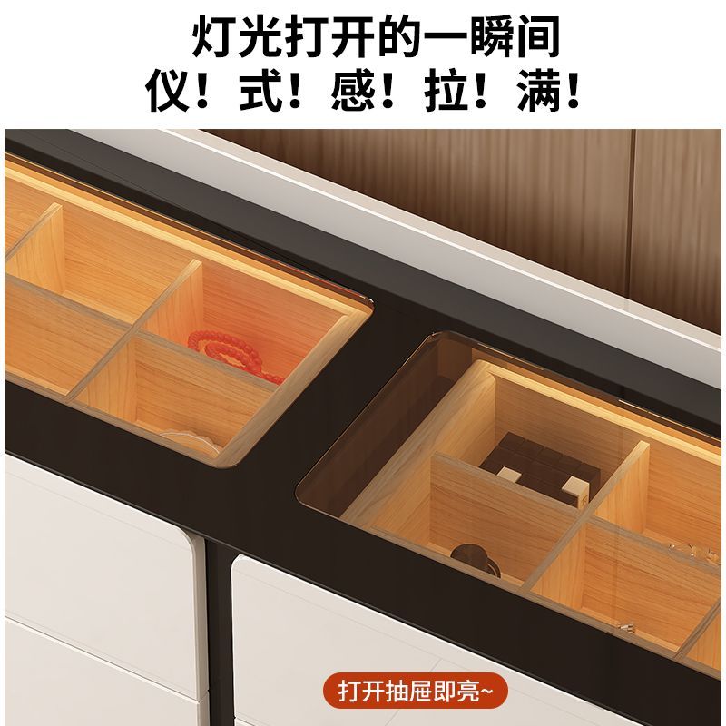 新款亮白高级感梳妆台斗柜一体ins风卧室化妆桌床尾收纳储物柜