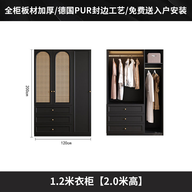 中古风衣柜黑色柜子衣柜家用卧室小户型现代简约边柜顶柜现货美式