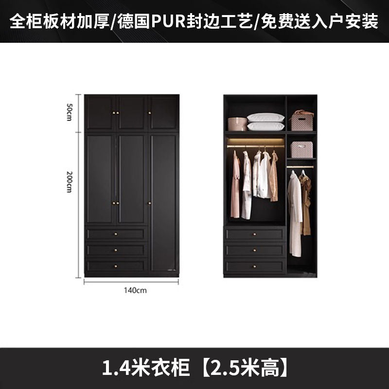 中古风衣柜黑色柜子衣柜家用卧室小户型现代简约边柜顶柜现货美式