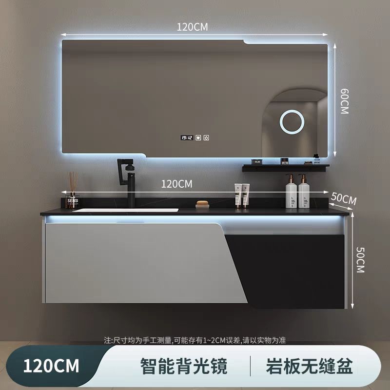 2025新款橡木岩板浴室柜智能洗脸盆陶瓷一体组合卫浴洗漱洗手盆