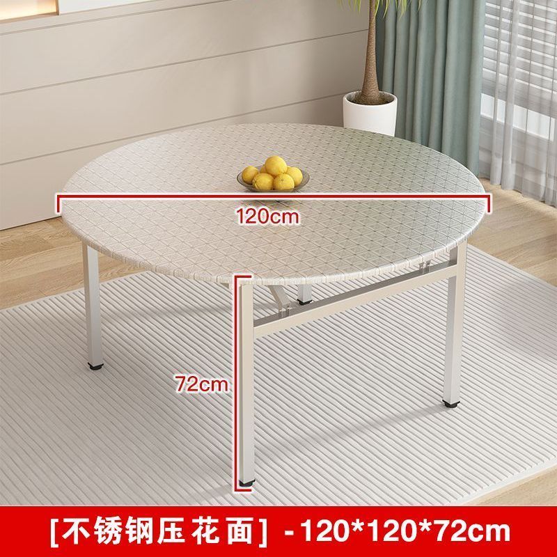 特厚不锈钢桌子折叠桌可折叠安装圆桌家用吃饭摆摊餐馆餐桌