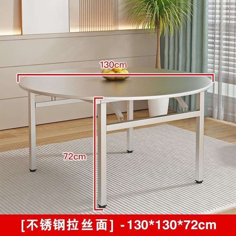 特厚不锈钢桌子折叠桌可折叠安装圆桌家用吃饭摆摊餐馆餐桌