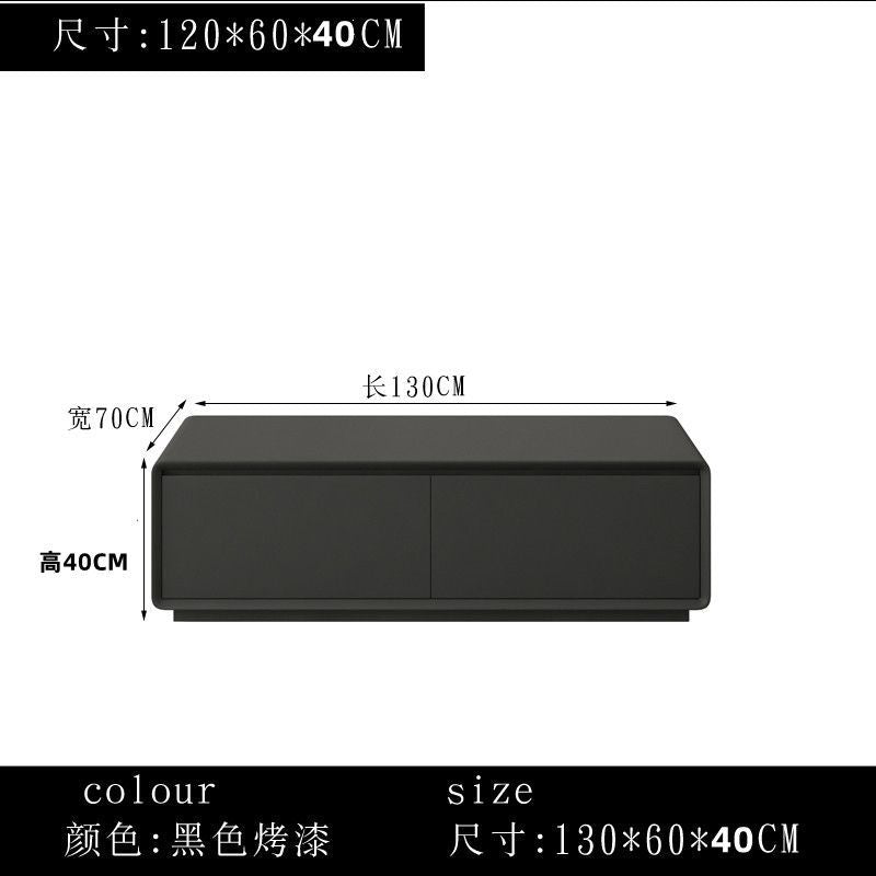意式輕奢實木電視櫃組合 小戶型客廳黑色烤漆電視櫃中間鏤空背部