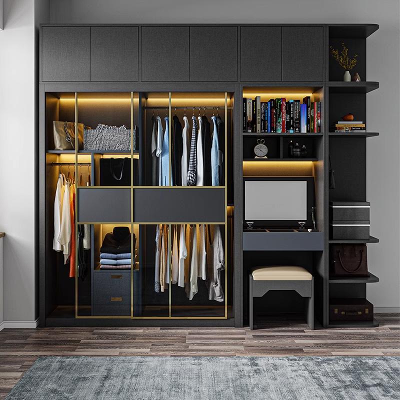 衣柜简易组装柜推拉门轻奢意式极简现代储物柜衣帽间卧室大衣柜