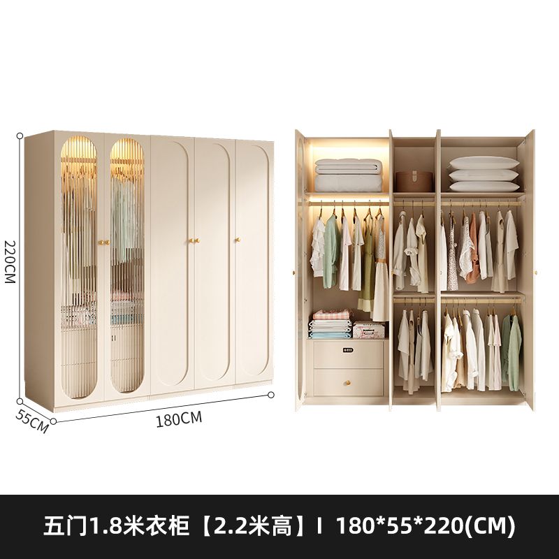 法式奶油风衣柜小户型家用柜子现代简约卧室通顶储物柜定制大衣橱