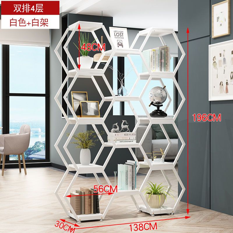 铁艺隔断置物架创意六边形组合架办公室屏风落地式多层书架博古架