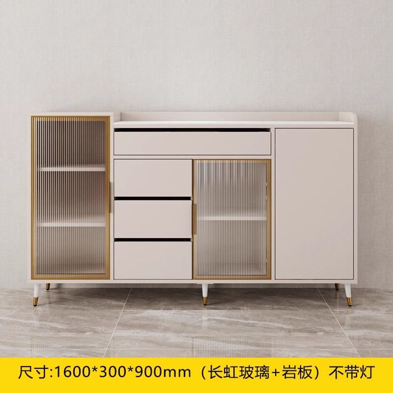 客厅沙发背柜奶油风岩板餐边柜实木多层板横厅隔断柜后靠背柜矮柜
