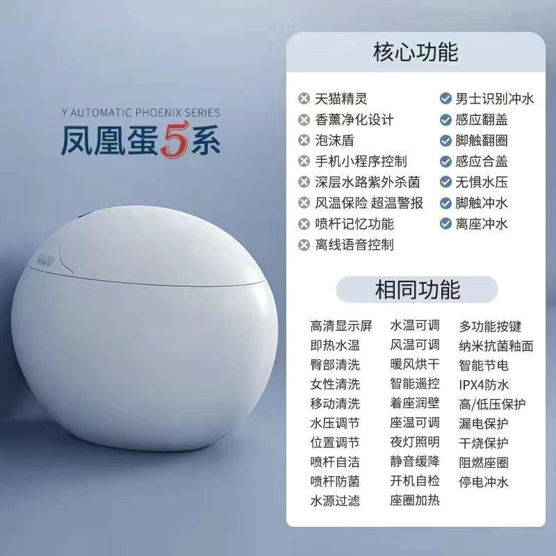 高级灰蛋形智能马桶即热式无水压限制座便器一体式家用双水路坐便
