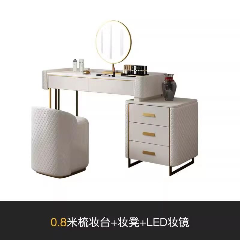 梳妆台收纳柜一体轻奢网红ins风小户型化妆桌卧室现代岩板化妆台