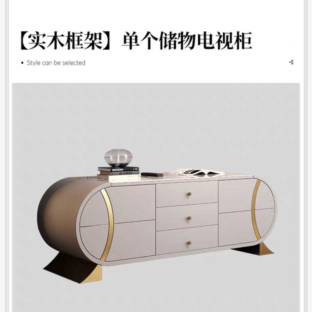 新款高级感轻奢转角女生化妆台卧室一体岩板电视柜实木梳妆台桌