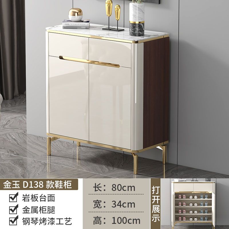 轻奢岩板鞋柜家用门口大容量收纳储物柜多功能入户门口客厅隔断柜
