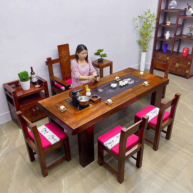 茶台实木老船木茶桌椅组合一桌五椅茶几泡茶桌子烧水壶一体办公室