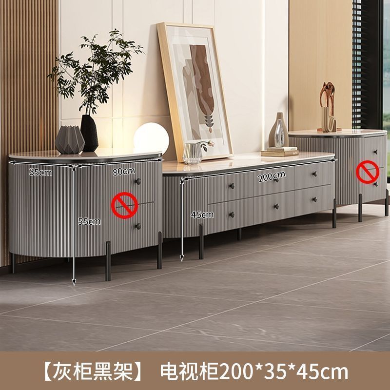 岩板茶几客厅家用2024新款轻奢高级感桌网红小户型椭圆茶几电视柜