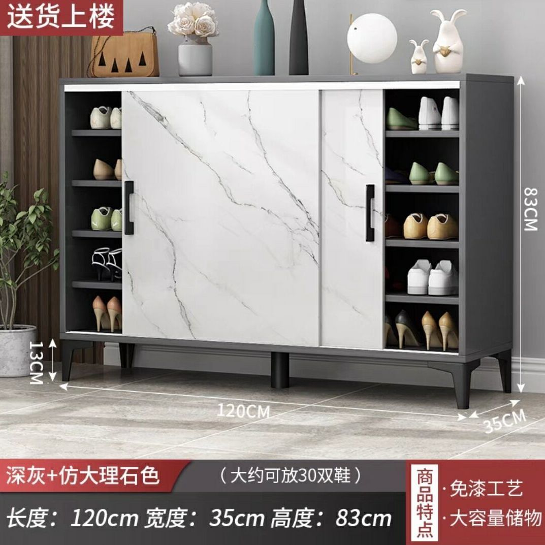 轻奢仿大理石鞋柜推拉移门鞋架家用门口门厅玄关收纳大容量省空间