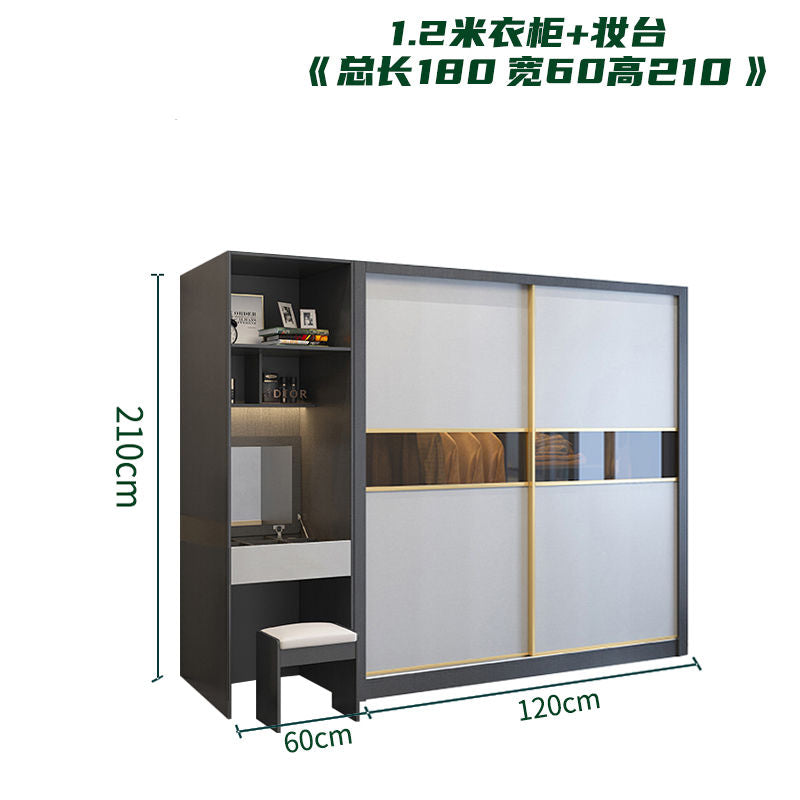荔美居实木杉木推拉移门衣柜衣橱定制环保防潮加高卧室家用隔断柜