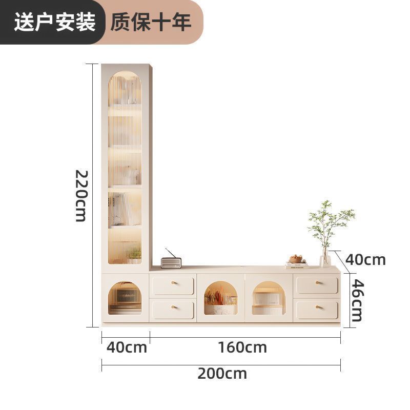 伊阳实木电视柜简约客厅家用收纳储物柜一体组合落地电视背景墙柜