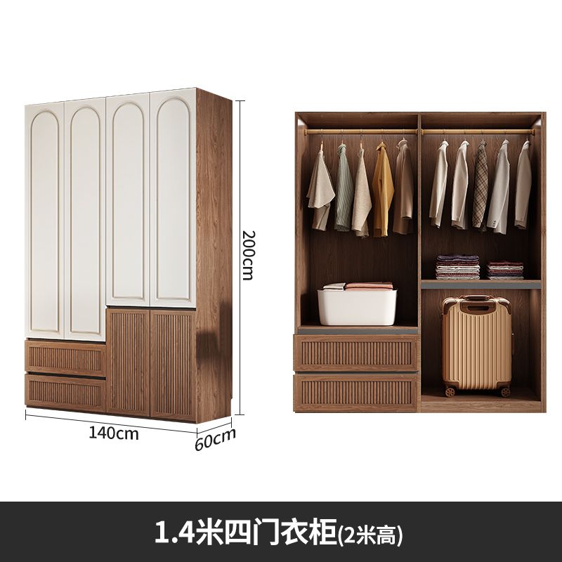 ENF级免拉手分段式衣柜卧室家用法式复古风平开门18板经济型衣橱