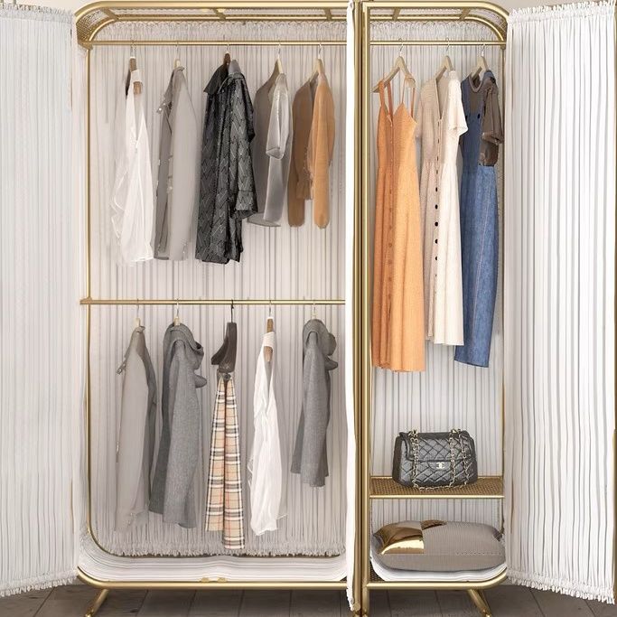 北欧现代简约环保铁艺衣柜挂式收纳家用卧室四开门整体组合大衣橱