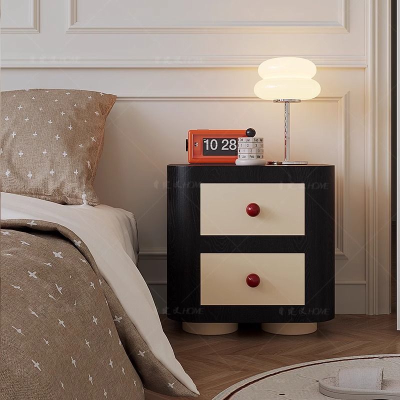 兒童牀頭櫃可愛牀邊櫃網紅現代ins風圓形儲物角櫃輕奢風卡通邊幾