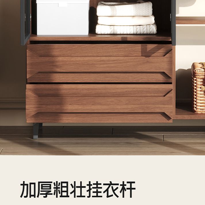 复古新中式独立衣柜卧室家用中古风收纳挂衣多功能储物衣橱可定制