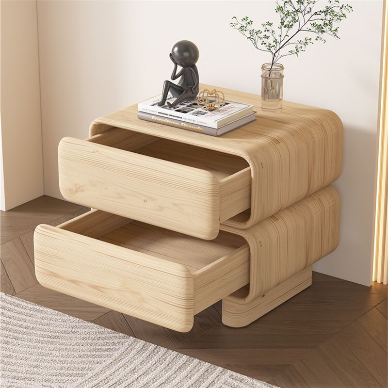 創意皮質奶油風簡約現代全實木牀頭櫃2023新款小型可愛網紅儲物櫃