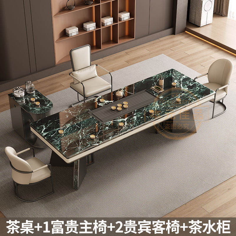 本元佳品超晶石岩板茶桌椅组合现代简约别墅一体茶台设计师高级感