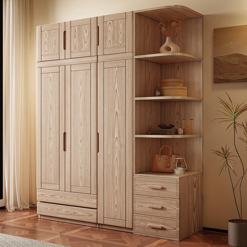 北欧白蜡木实木衣柜卧室落地储物柜大衣橱现代轻奢简约收纳原木风
