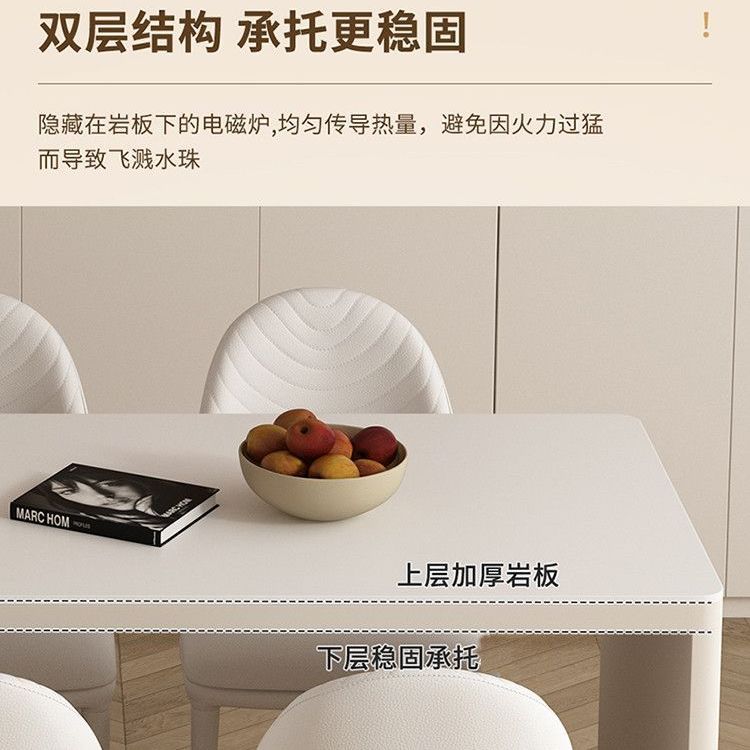 岩板岛台餐桌一体小户型可伸缩家用现代简约多功能中岛泡茶饭桌子
