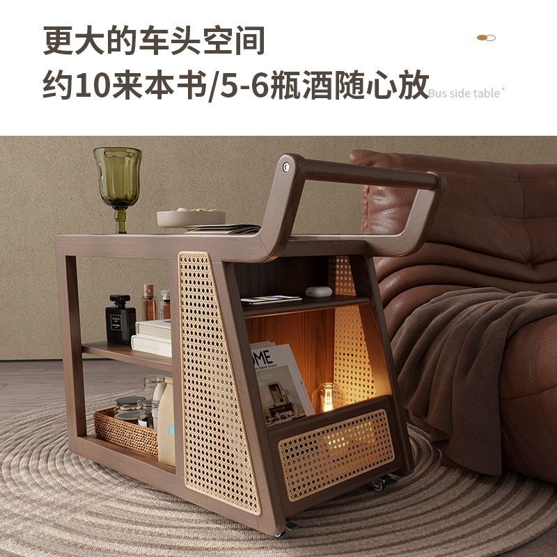 尚馨阁实木移动茶几小推车沙发边几侧边柜客厅巴士餐车可移动茶台