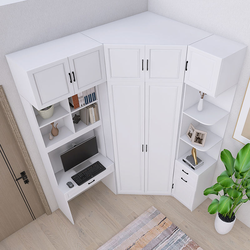 90度转角衣柜书桌组合定制极简家用卧室小户型拐角7字主卧L型衣橱