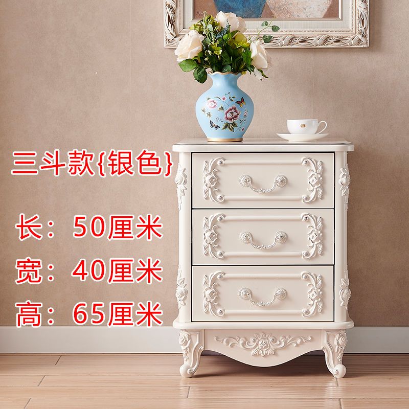 欧式五斗柜带开扇卧室收纳柜储物柜象牙白色烤漆实木抽屉雕花轻奢