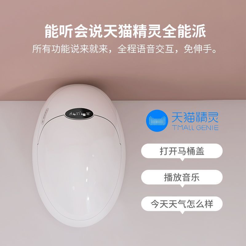 高级灰蛋形智能马桶即热式无水压限制座便器一体式家用双水路坐便