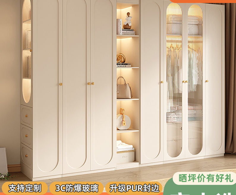 法式奶油风衣柜小户型家用柜子现代简约卧室通顶储物柜定制大衣橱