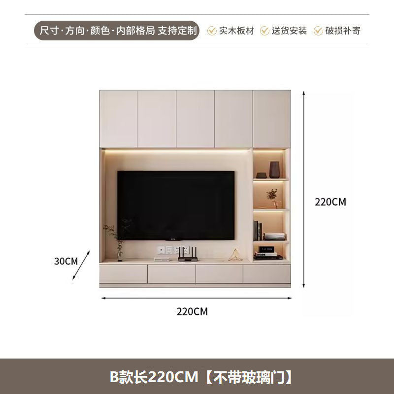 实木电视柜组合墙柜现代简约书柜酒柜一体靠墙储物柜客厅电视机柜