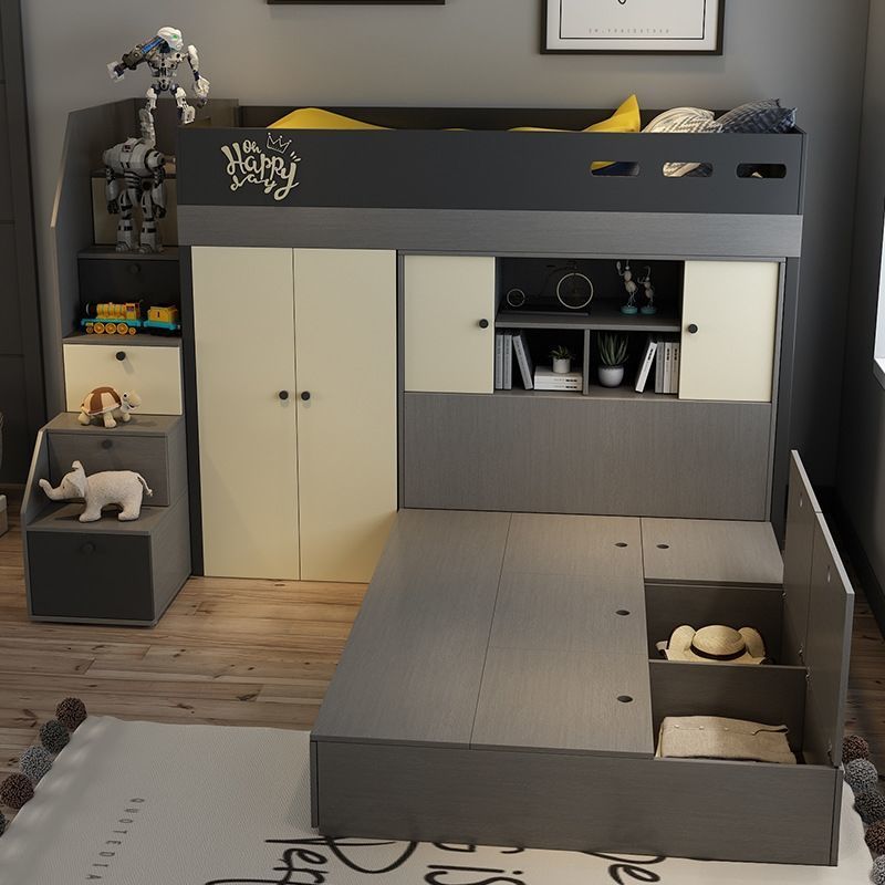 多功能子母牀現代簡約高箱衣櫃牀上下高低牀雙層牀