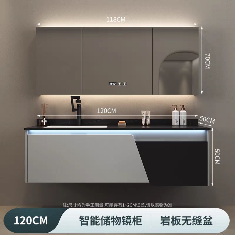 2025新款橡木岩板浴室柜智能洗脸盆陶瓷一体组合卫浴洗漱洗手盆