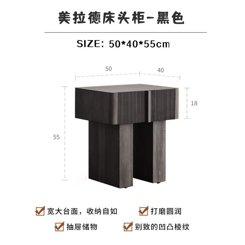 法式復古實木牀頭櫃臥室實木黃楊木牀頭櫃帶抽屜可儲物客廳邊櫃