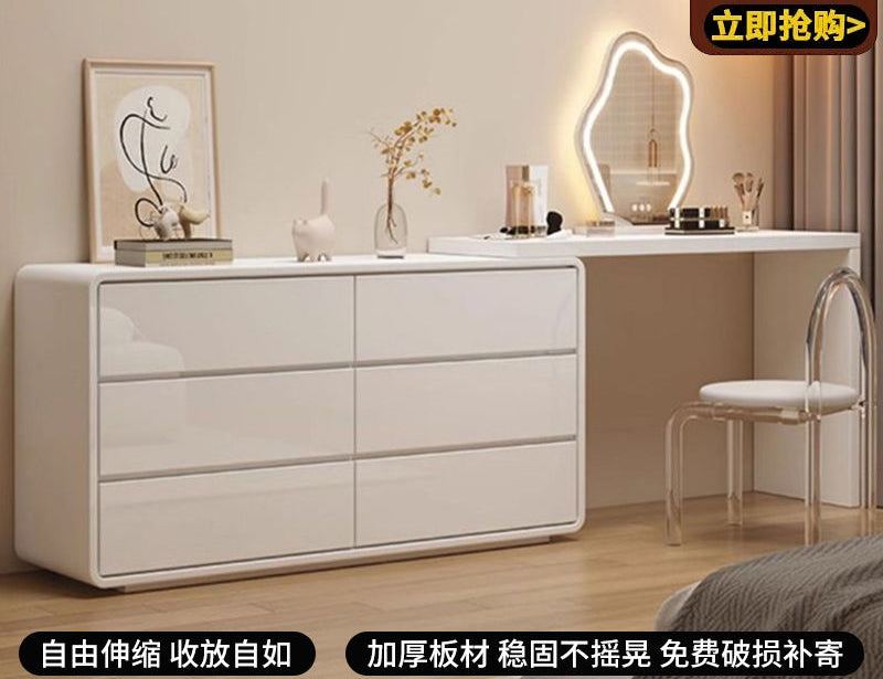 实木梳妆台斗柜一体床尾收纳柜化妆台卧室现代简约轻奢实木化妆桌