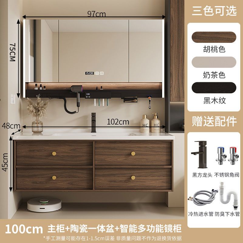中古风浴室柜奶油风陶瓷一体组合洗脸盆卫生间洗手盆套装洗漱台盆
