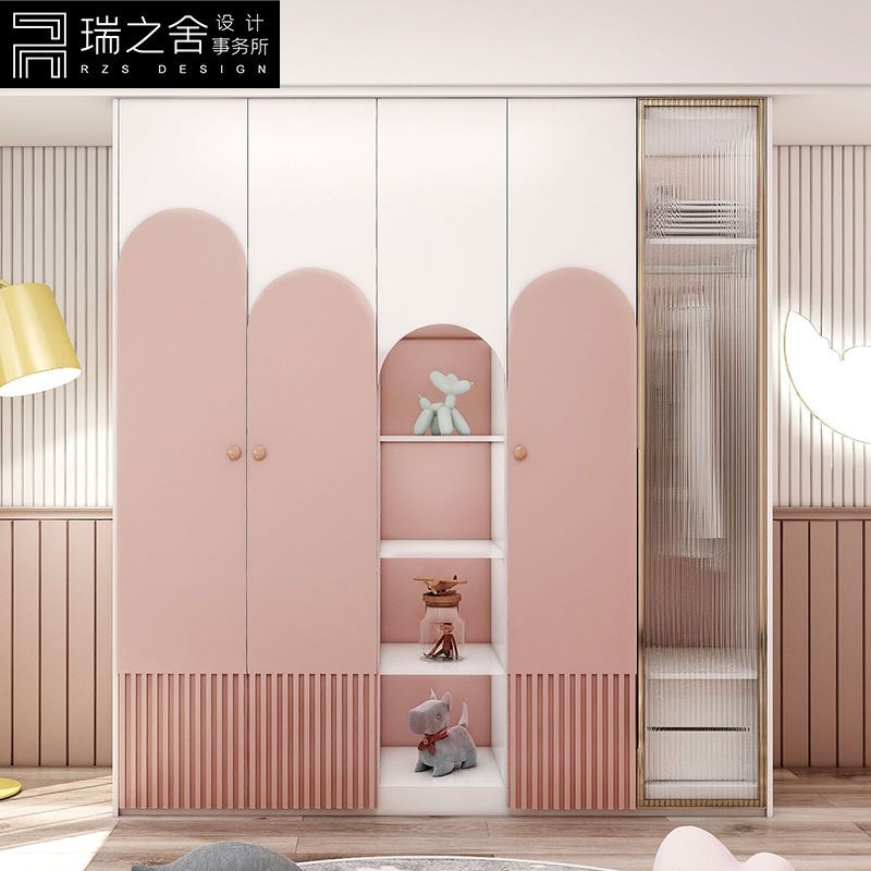 儿童衣柜女孩粉色实木家用卧室柜子储物柜小型宝宝轻奢衣橱收纳柜