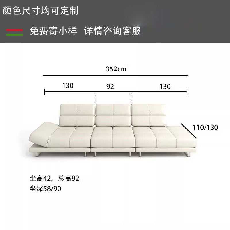 意式极简全真皮黑色罗马沙发客厅可调节靠背转角别墅模块组合沙发