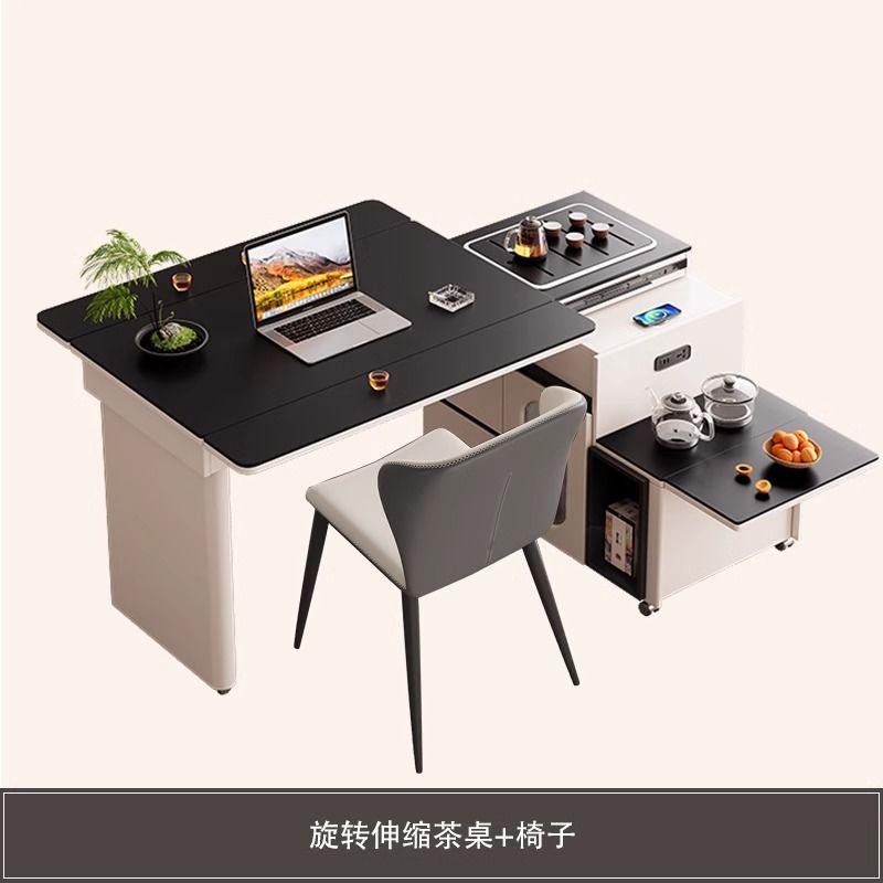 岩板餐桌小户型移动伸缩现代折叠多功能简约茶桌伸缩餐桌