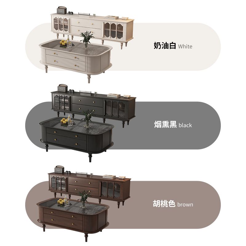 美式复古茶几电视柜组合现代简约欧式法式实木客厅客厅全套家具