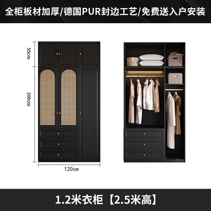 中古风衣柜黑色柜子衣柜家用卧室小户型现代简约边柜顶柜现货美式
