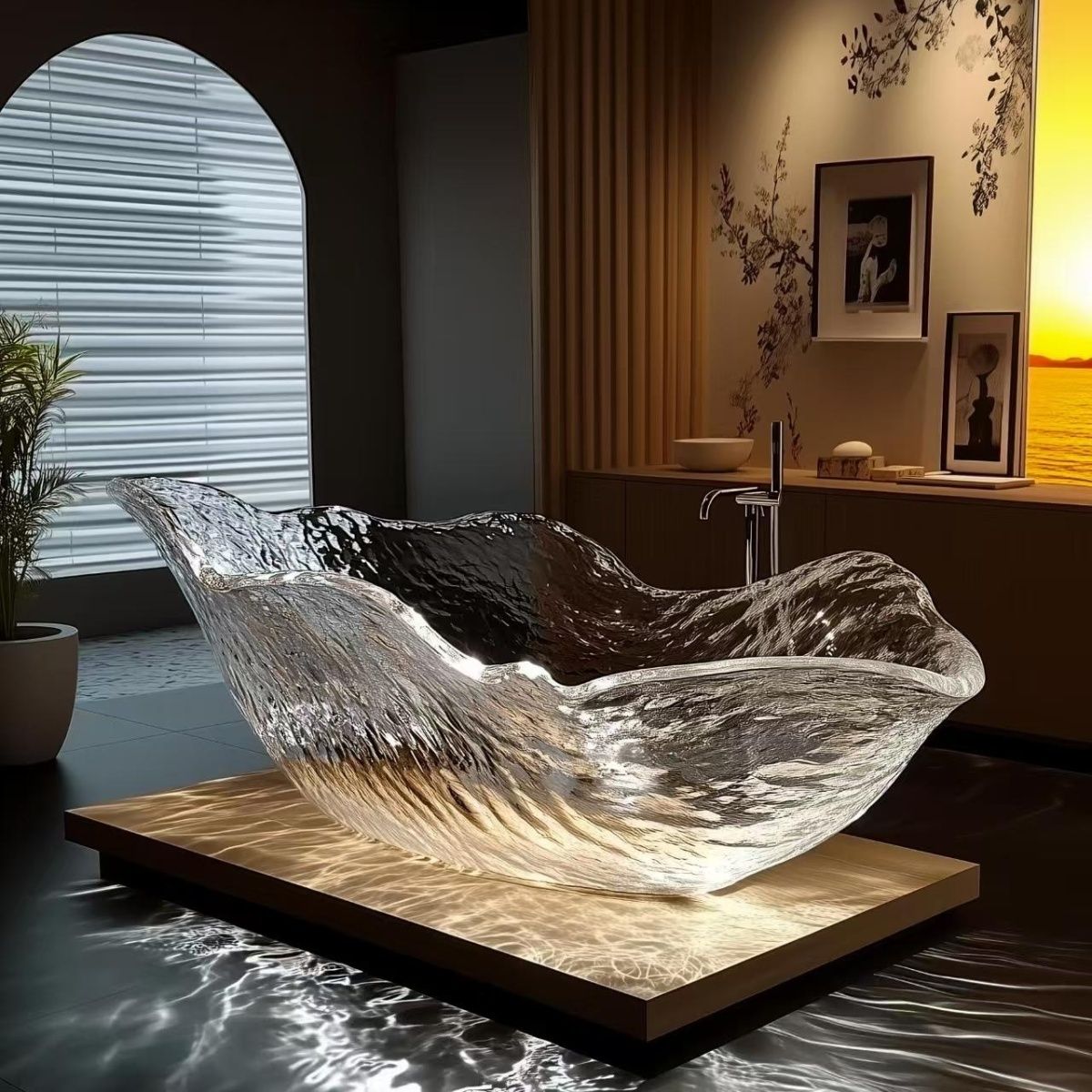 透明树脂定制浴缸现代轻奢设计师浴缸卫生间透明树脂艺术