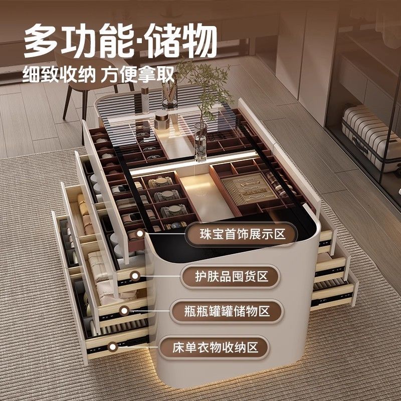 服装店圆弧设计衣帽间中岛柜实木影楼珠宝首饰展示柜抽屉式收纳柜