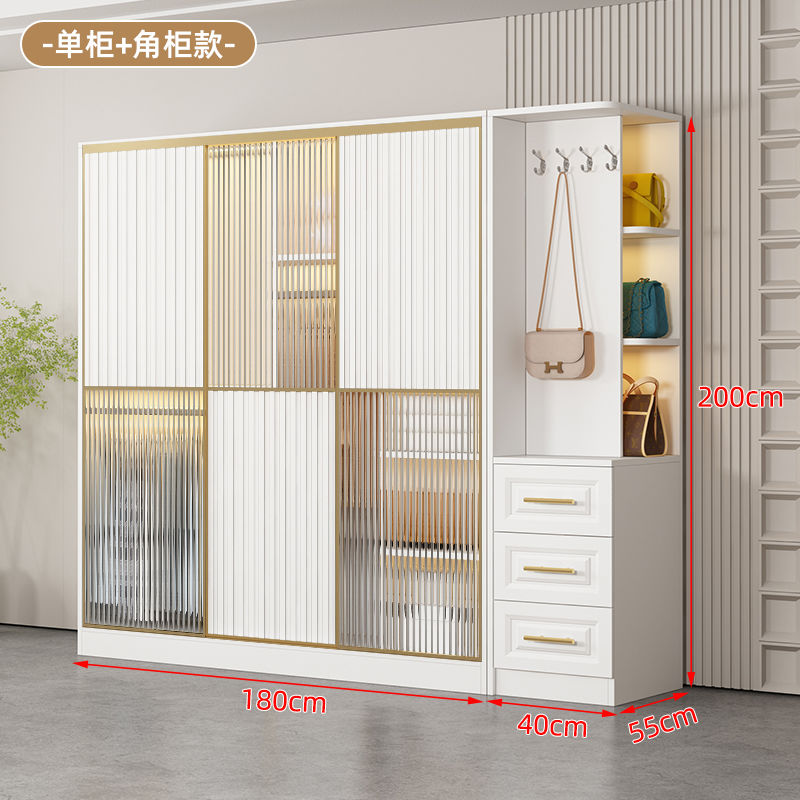 法式轻奢衣柜实木现代简约卧室家用玻璃门梳妆台组合衣橱组装衣柜